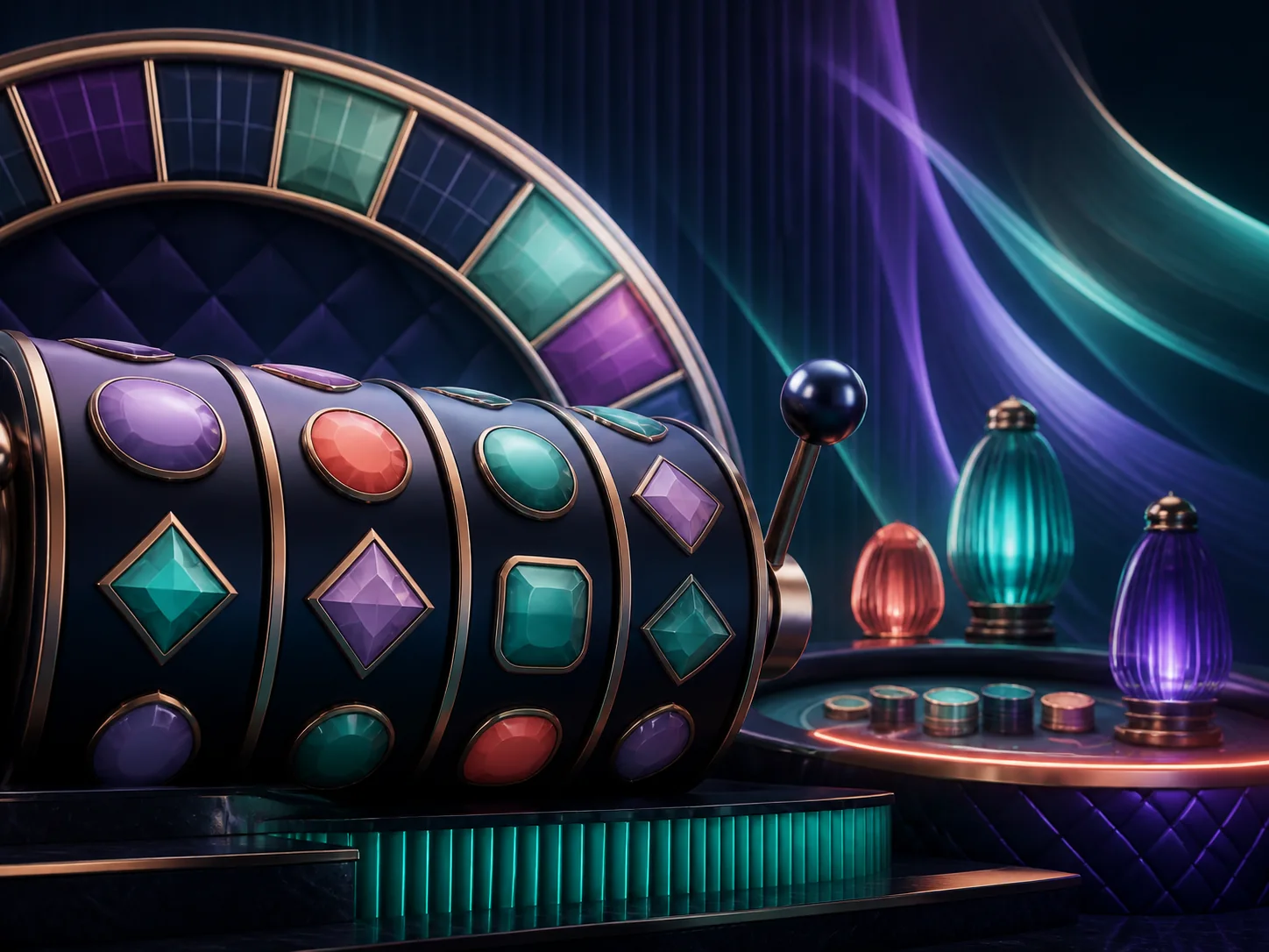 Abstrakte Spielrollen mit farbigen Edelsteinsymbolen