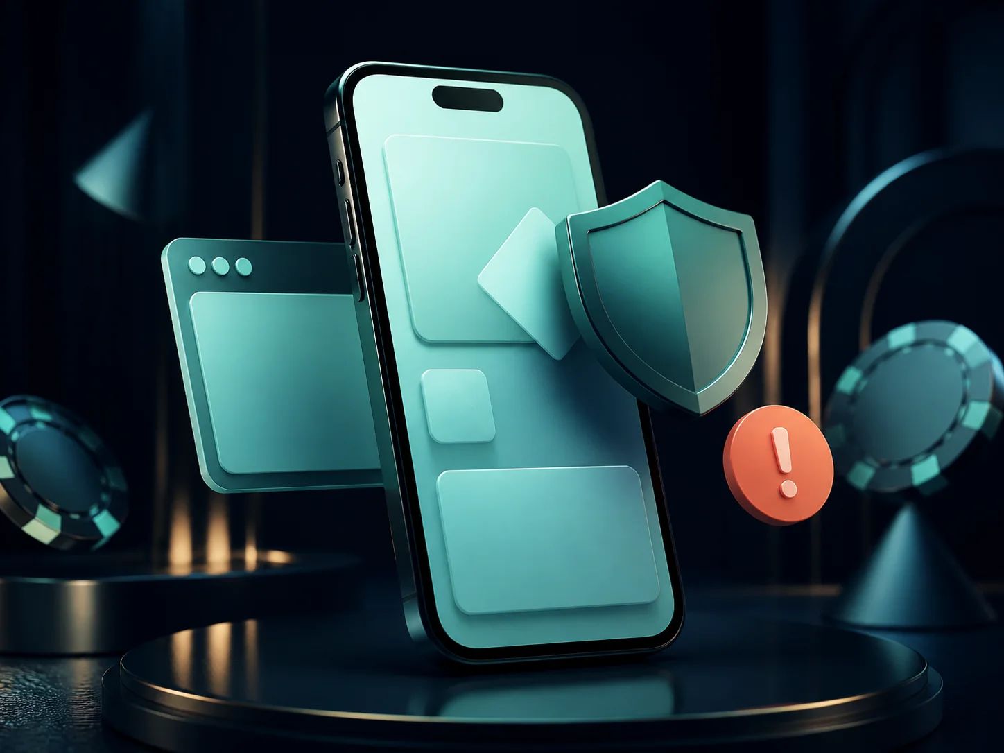 Abstraktes Smartphone mit Sicherheitsschild